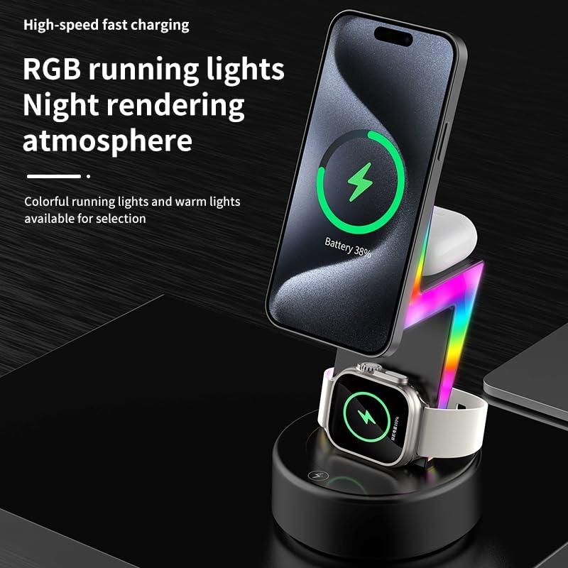3 In 1 Rgb Light Magnetic Phone Holder With Wireless Charging - Black Tristar Online