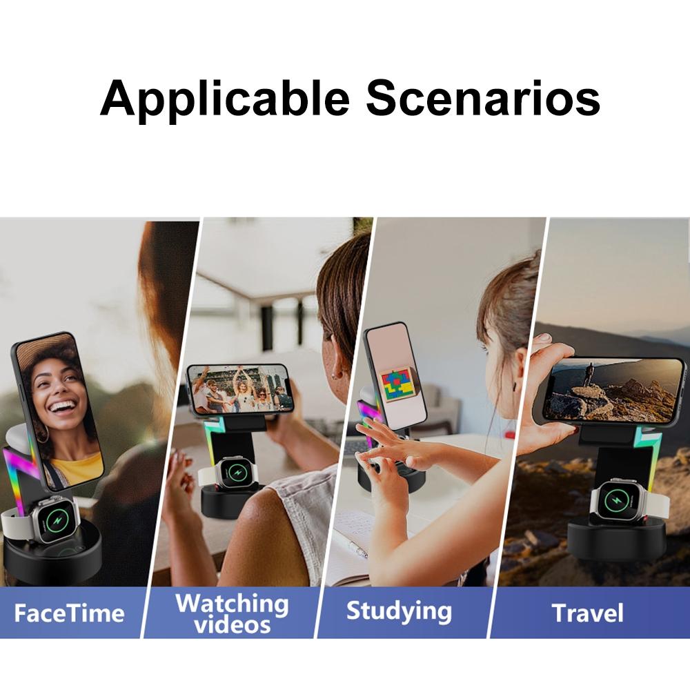 3 In 1 Rgb Light Magnetic Phone Holder With Wireless Charging - Black Tristar Online