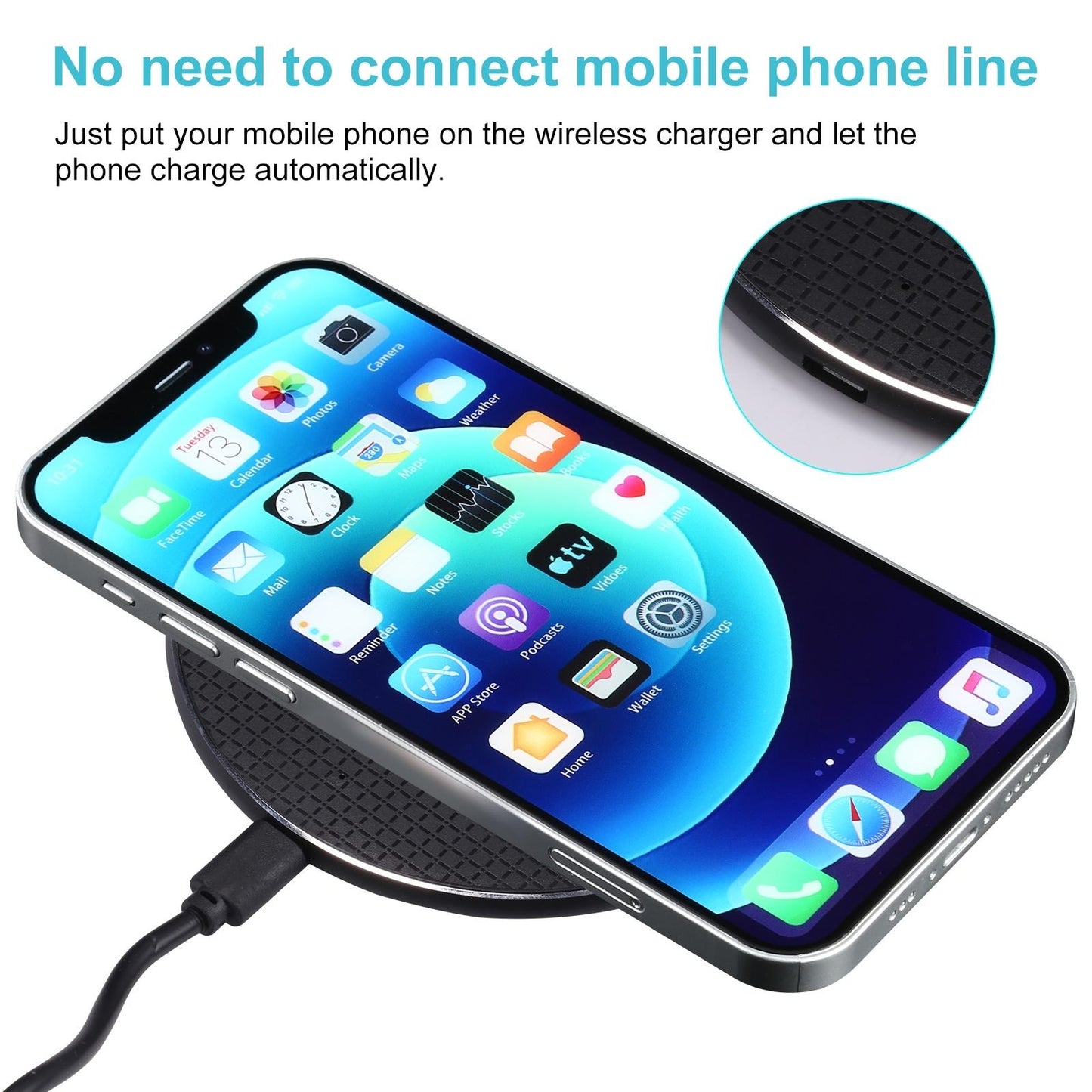 15W Plaid Desktop Wireless Charger - White Tristar Online