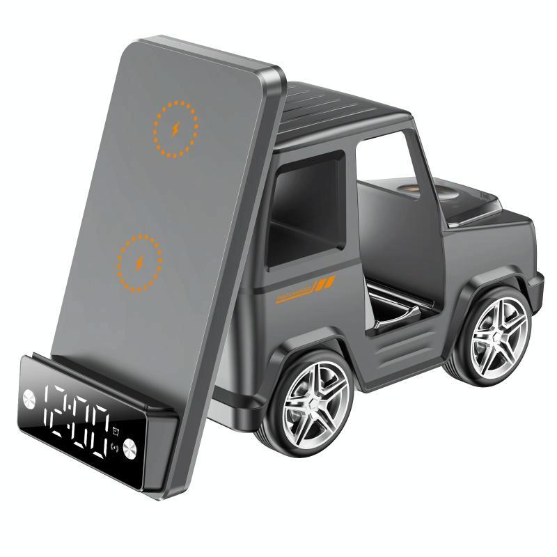 6 In 1 Car Shape Speaker With Clock & Wireless Charger - Orange Tristar Online
