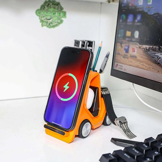 15W 3 In 1 Forklift Wireless Charger With Led Light - Orange Tristar Online