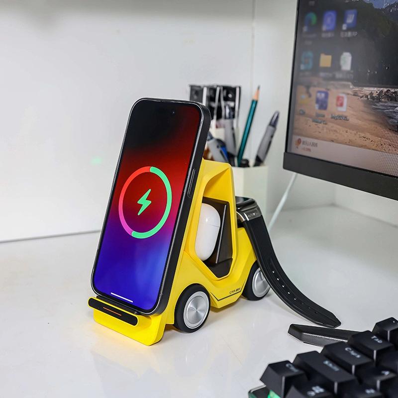 15W 3 In 1 Forklift Wireless Charger With Led Light - Orange Tristar Online
