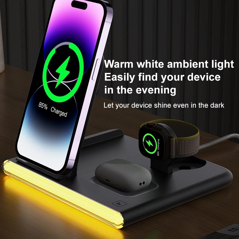 Foldable 15W Magnetic Wireless Charger With Ambient Light - Black Tristar Online
