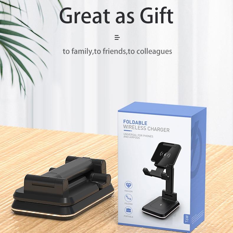 Portable 2 In 1 Wireless Charging Stand Single Charge - White Tristar Online