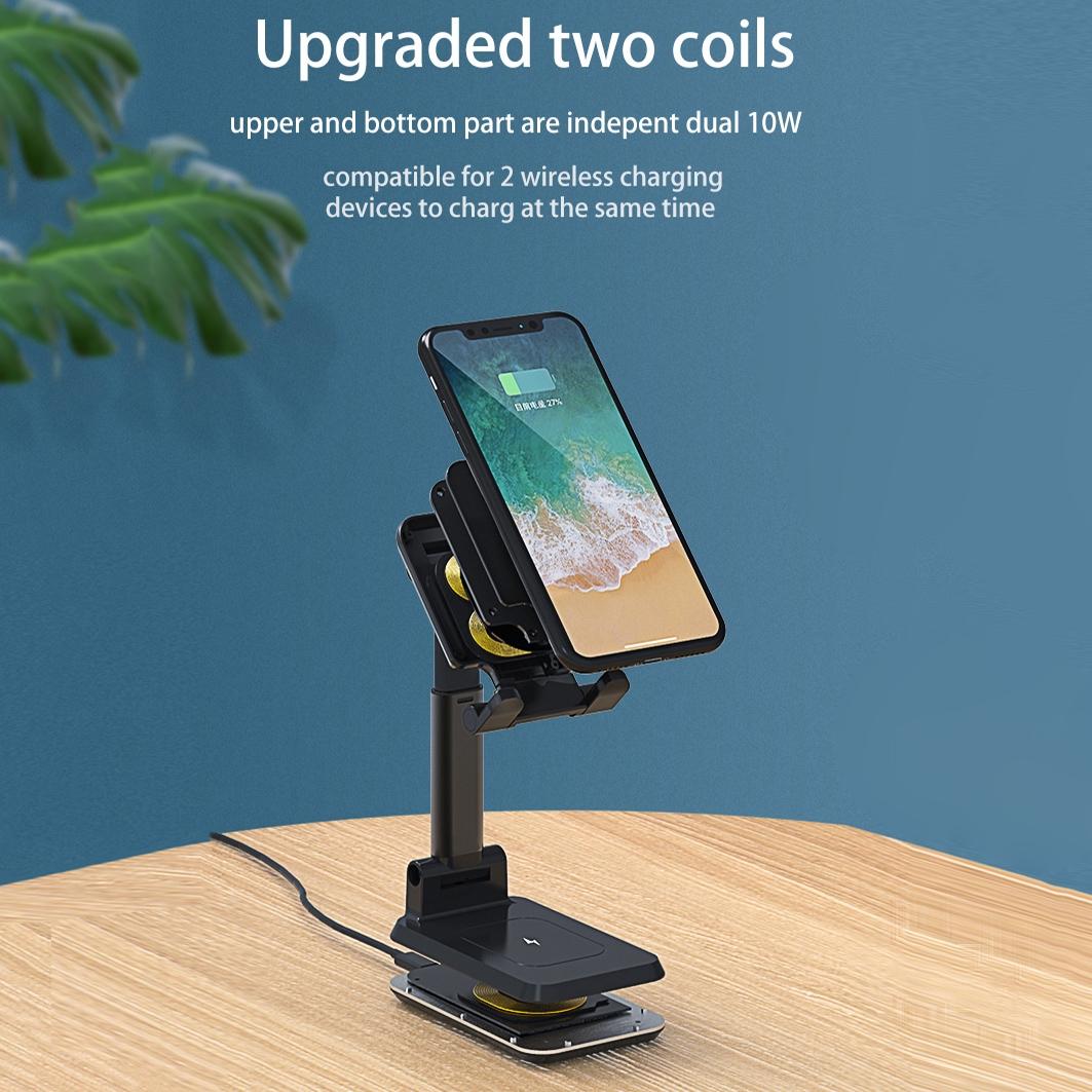 Portable 2 In 1 Wireless Charging Stand Single Charge - White Tristar Online