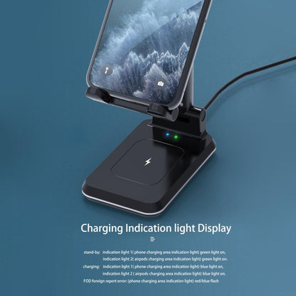 Portable 2 In 1 Wireless Charging Stand Single Charge - White Tristar Online