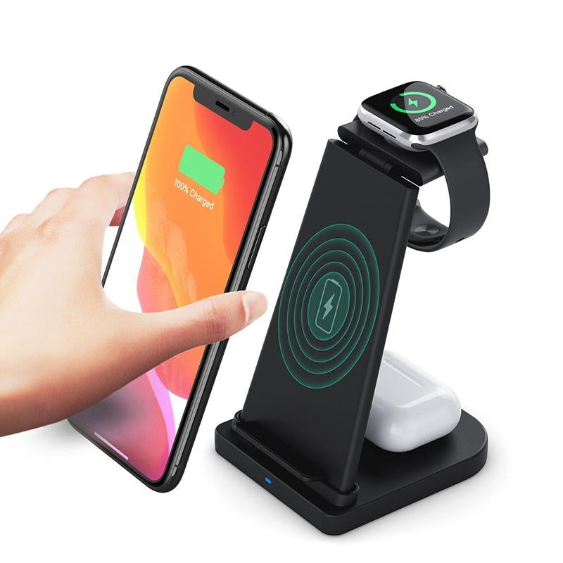 3 In 1 Foldable Charging Stand For Iphones Apple Watch And Airpods - Black Tristar Online
