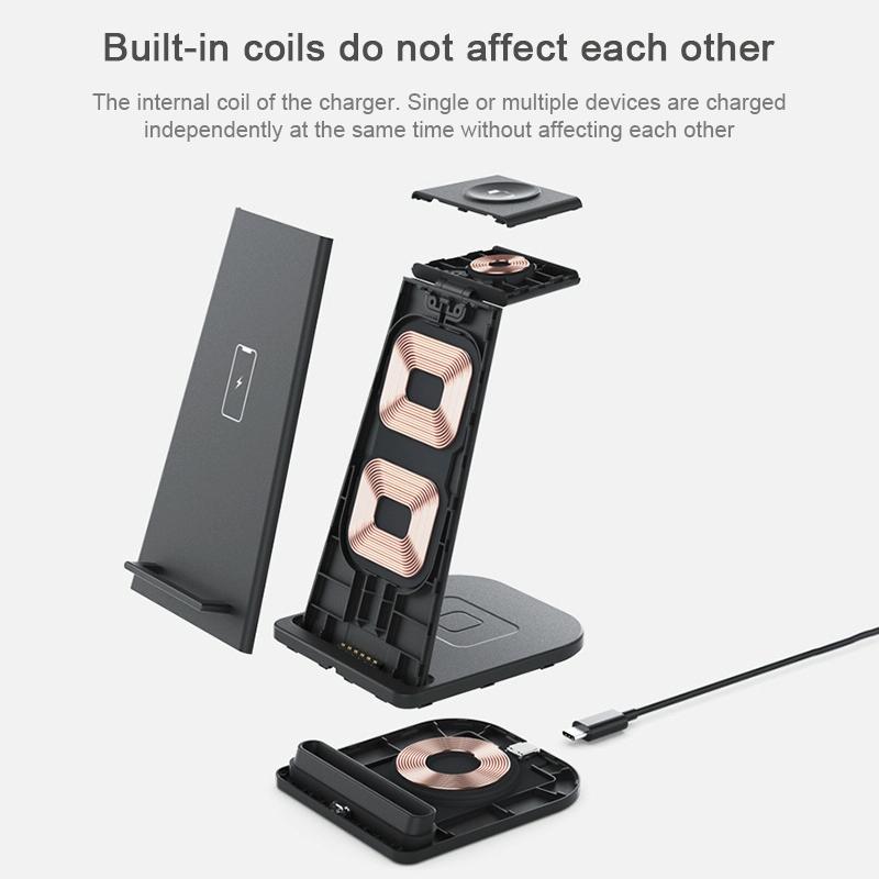 3 In 1 Foldable Charging Stand For Iphones Apple Watch And Airpods - Black Tristar Online