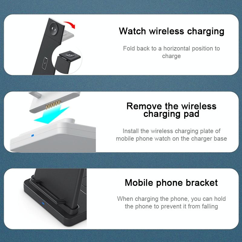 3 In 1 Foldable Charging Stand For Iphones Apple Watch And Airpods - Black Tristar Online