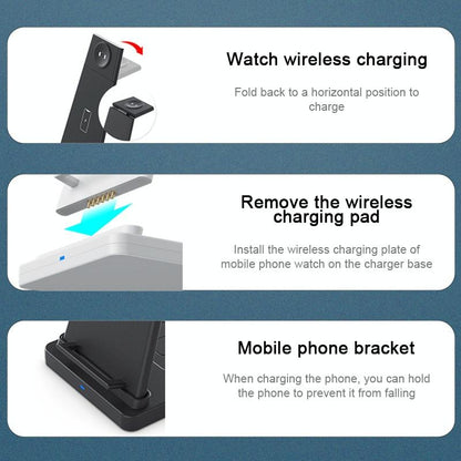 3 In 1 Foldable Charging Stand For Iphones Apple Watch And Airpods - Black Tristar Online