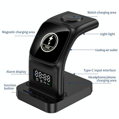 15W Magnetic Wireless Charger With Clock - Black Tristar Online