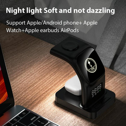 15W Magnetic Wireless Charger With Clock - Black Tristar Online