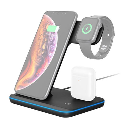 3 In 1 Magnetic Wireless Charger With Touch Ring Light - Black Tristar Online