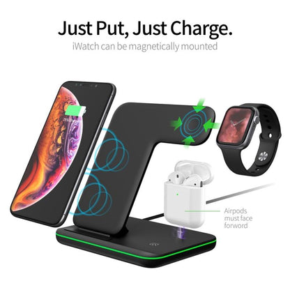 3 In 1 Magnetic Wireless Charger With Touch Ring Light - Black Tristar Online
