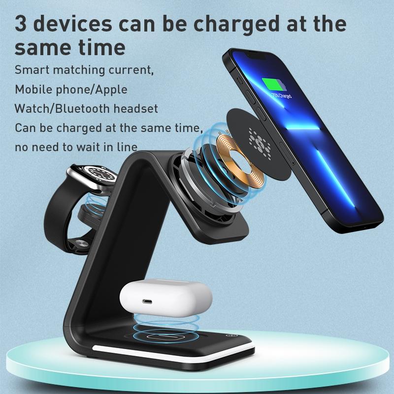 3 In 1 Magnetic Wireless Vertical Charger - Black Tristar Online