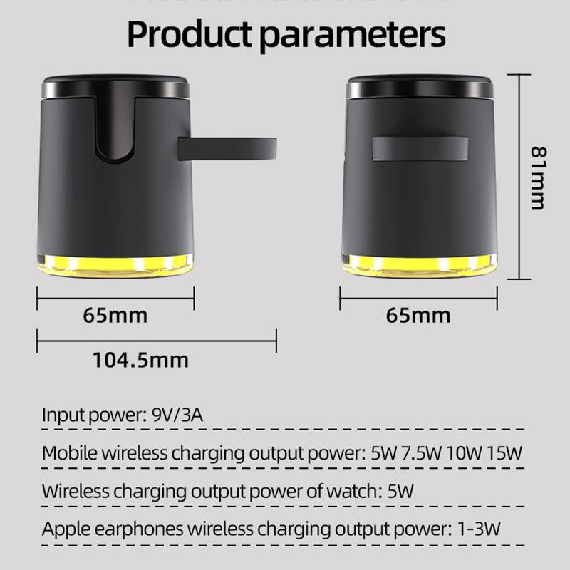 15W 4 In 1 Foldable Magnetic Wireless Charger - Black Tristar Online