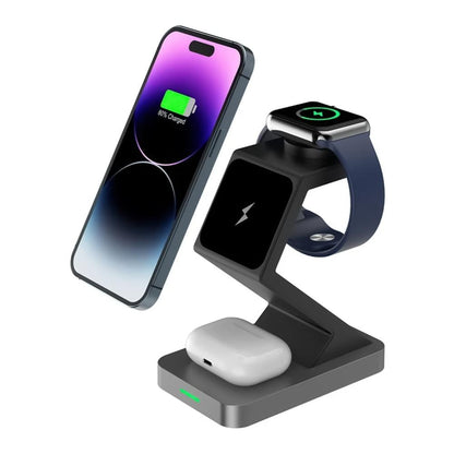 15W 3 In 1 Magnetic Wireless Charger For Iphone Watch Airpods - Black Tristar Online