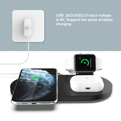 3 In 1 Wireless Charger For Phones Iwatch Airpods - Black Tristar Online