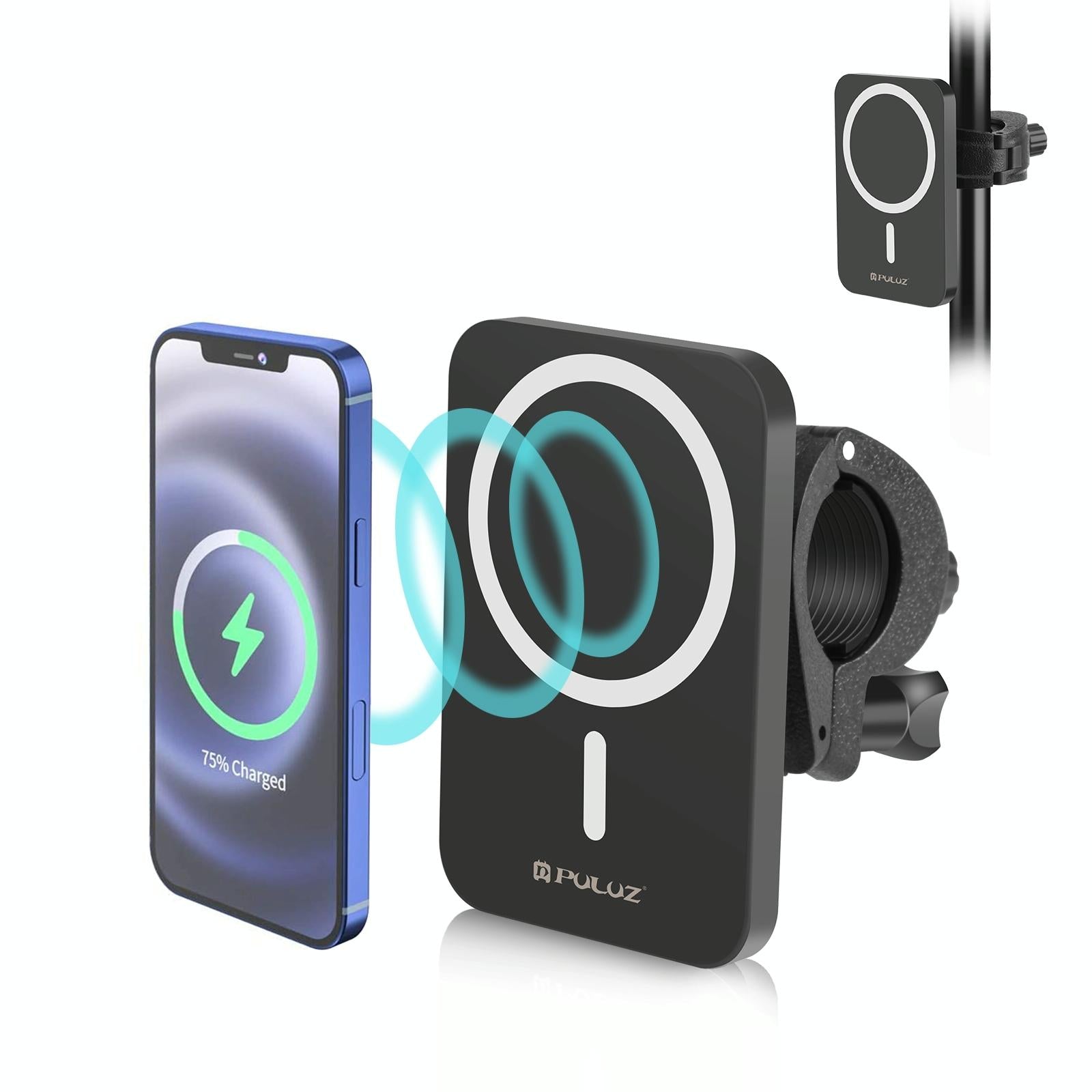 15W Magnetic Wireless Charger With Vlogging Phone Clamp - Black Tristar Online