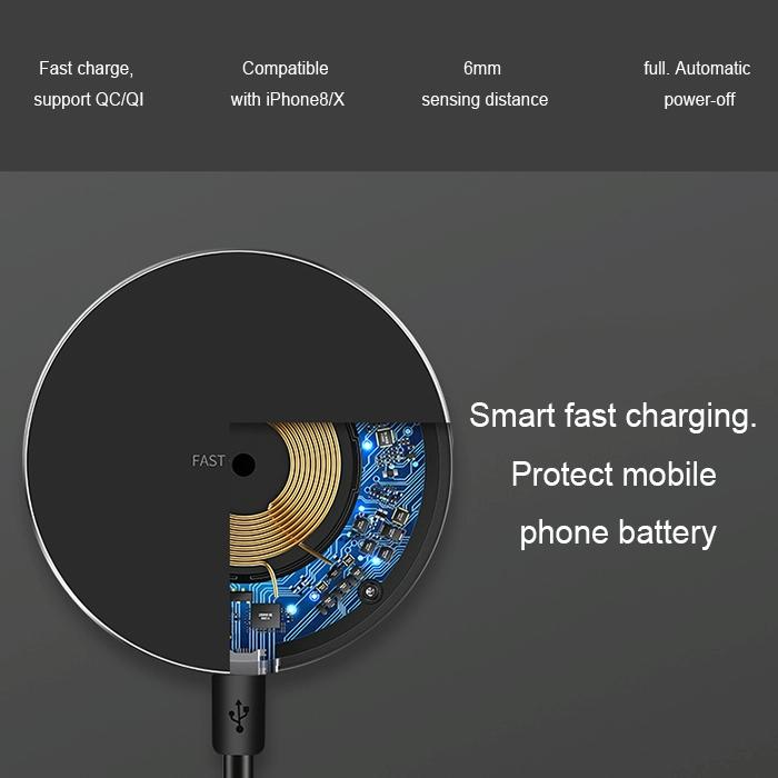 Ultra Thin Wireless Fast Charging Pad - Black Tristar Online