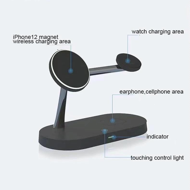 15W 5 In 1 Magnetic Wireless Charger For Iphone 12 & Apple Watch & Airpods - Black Tristar Online