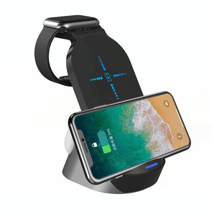 3 In 1 Wireless Charger For Iphone Apple Watch Airpods & Android Black Tristar Online