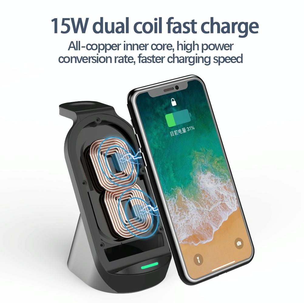 3 In 1 Wireless Charger For Iphone Apple Watch Airpods & Android Black Tristar Online