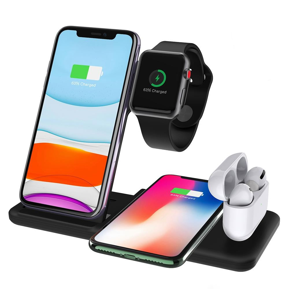 4 In 1 Wireless Charger Stand For Iphone Apple Watch Airpods Dual Phone Charging Black Tristar Online
