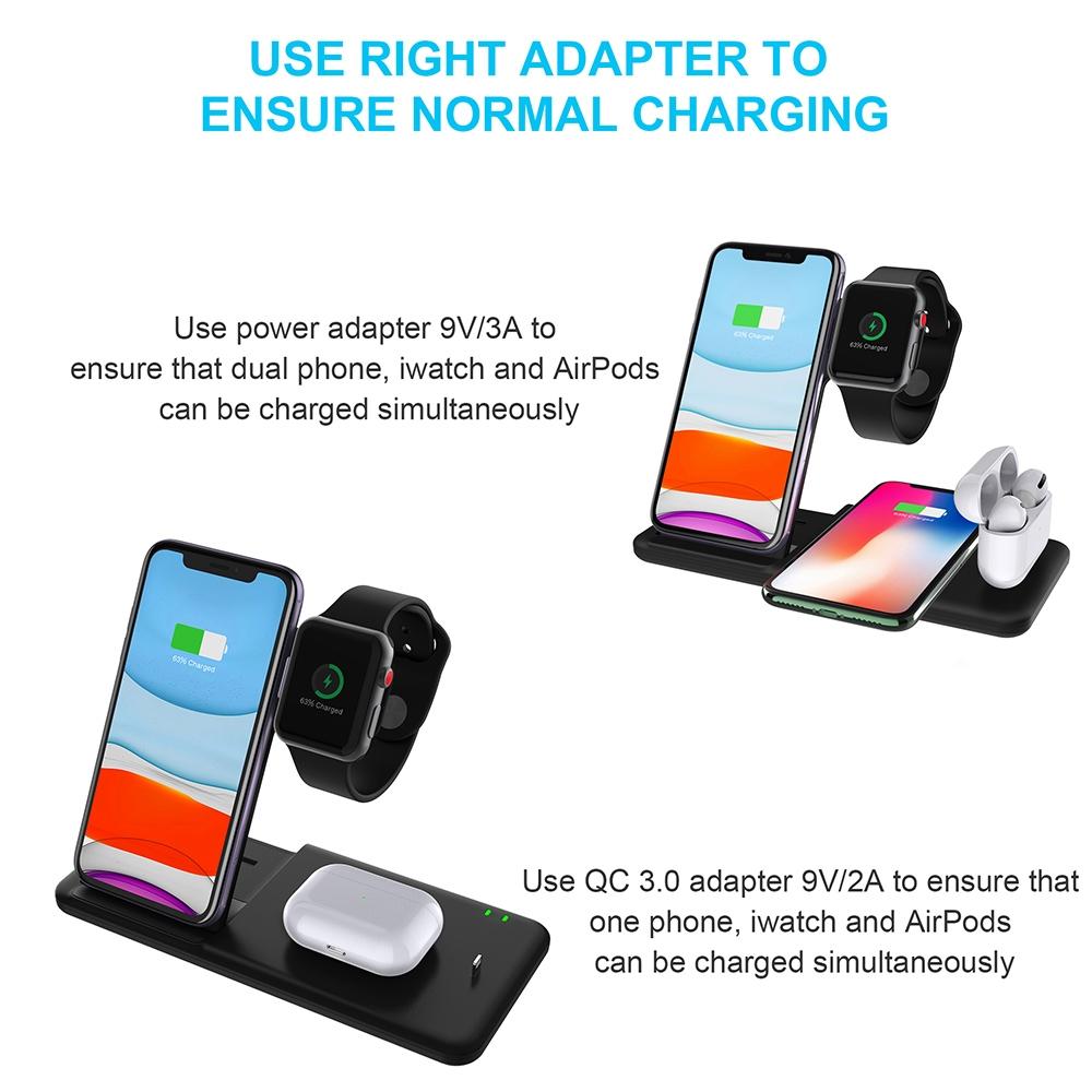 4 In 1 Wireless Charger Stand For Iphone Apple Watch Airpods Dual Phone Charging Black Tristar Online