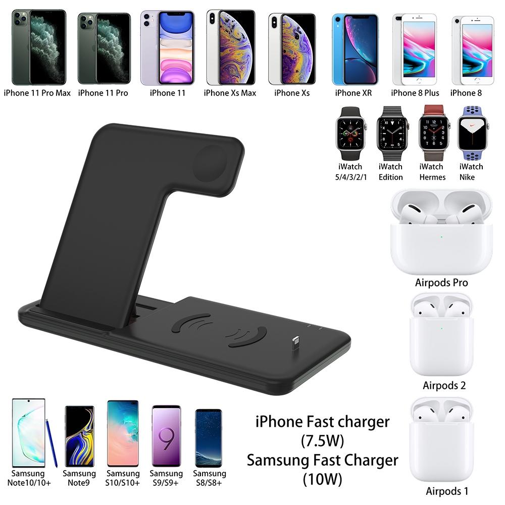 4 In 1 Wireless Charger Stand For Iphone Apple Watch Airpods Dual Phone Charging Black Tristar Online