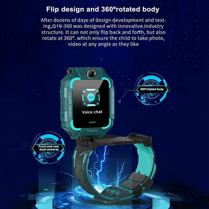 1.44 Inch 360-Degree Rotating Positioning Camera Smart Waterproof Children Calling Watch - Blue Tristar Online
