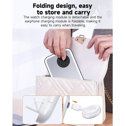 15W 3 In 1 Magnetic Led Makeup Mirror Charger - Black Tristar Online