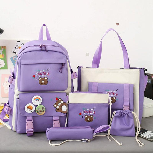 5-piece Girls Backpack Set - Lightweight and Versatile - Dark Purple Tristar Online