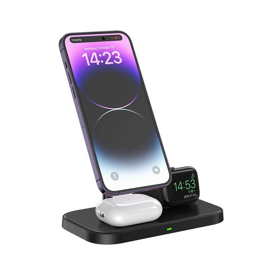 3 In 1 Magnetic Wireless Charger For Iphone & Airpods - Black Tristar Online