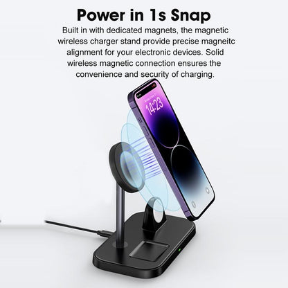 3 In 1 Magnetic Wireless Charger For Iphone & Airpods - Black Tristar Online