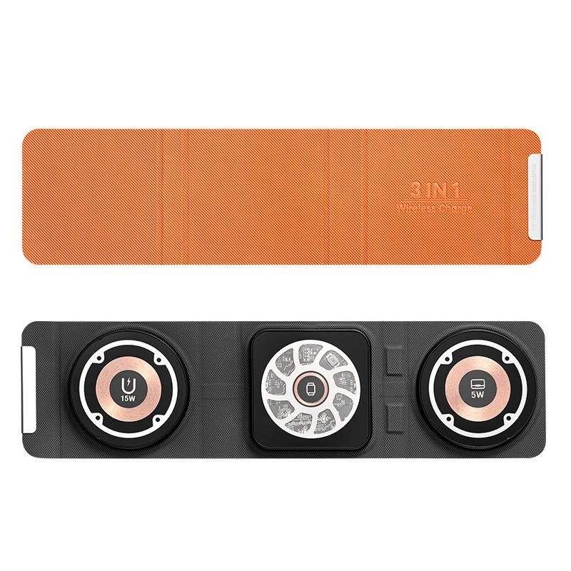 3 In 1 Portable Magsafe Wireless Charger - Orange Tristar Online