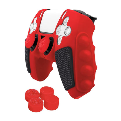Silicone Gamepad Protective Case for Sony Ps5 with Splicing Design and Rocker Caps - Red Black Tristar Online