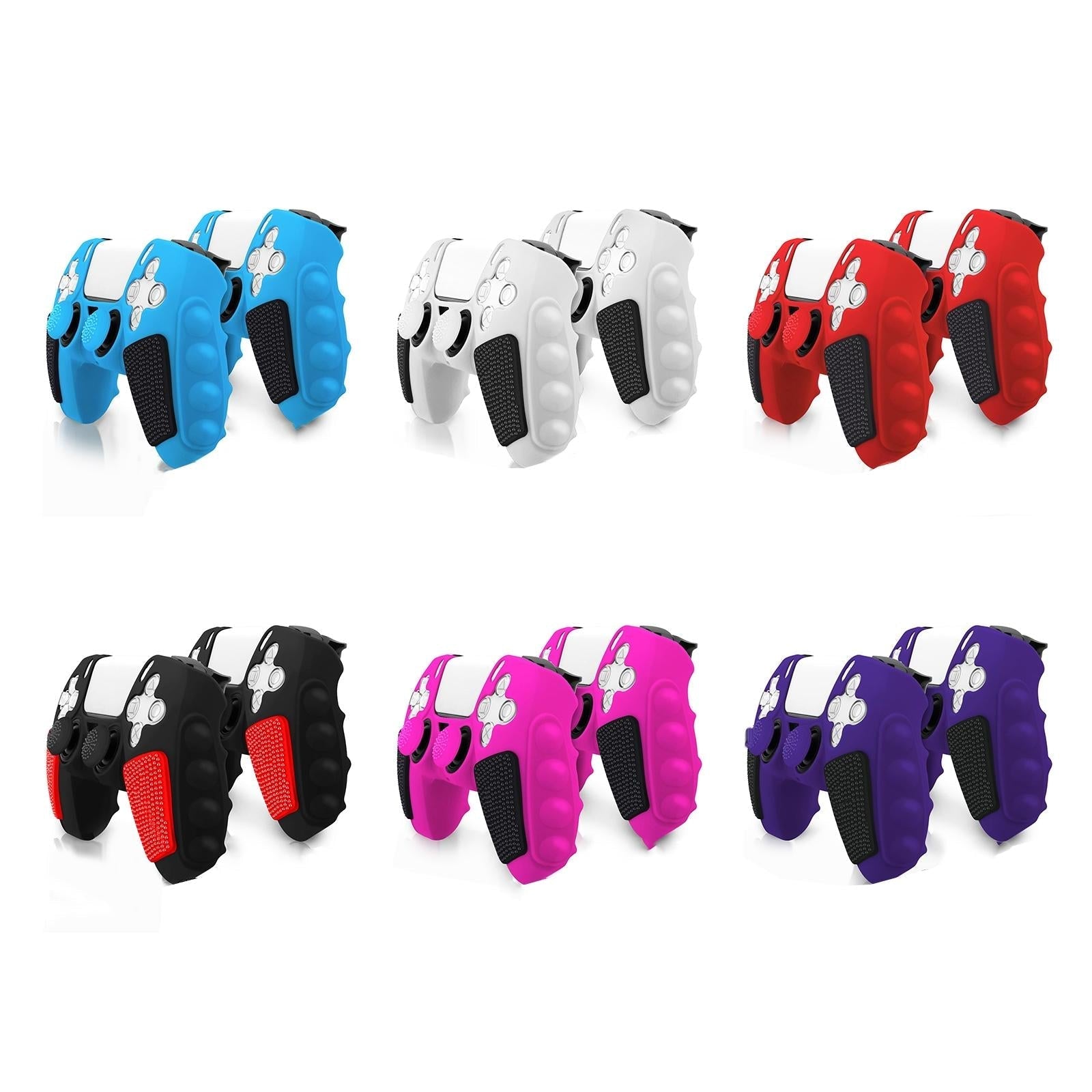 Silicone Gamepad Protective Case for Sony Ps5 with Splicing Design and Rocker Caps - Red Black Tristar Online