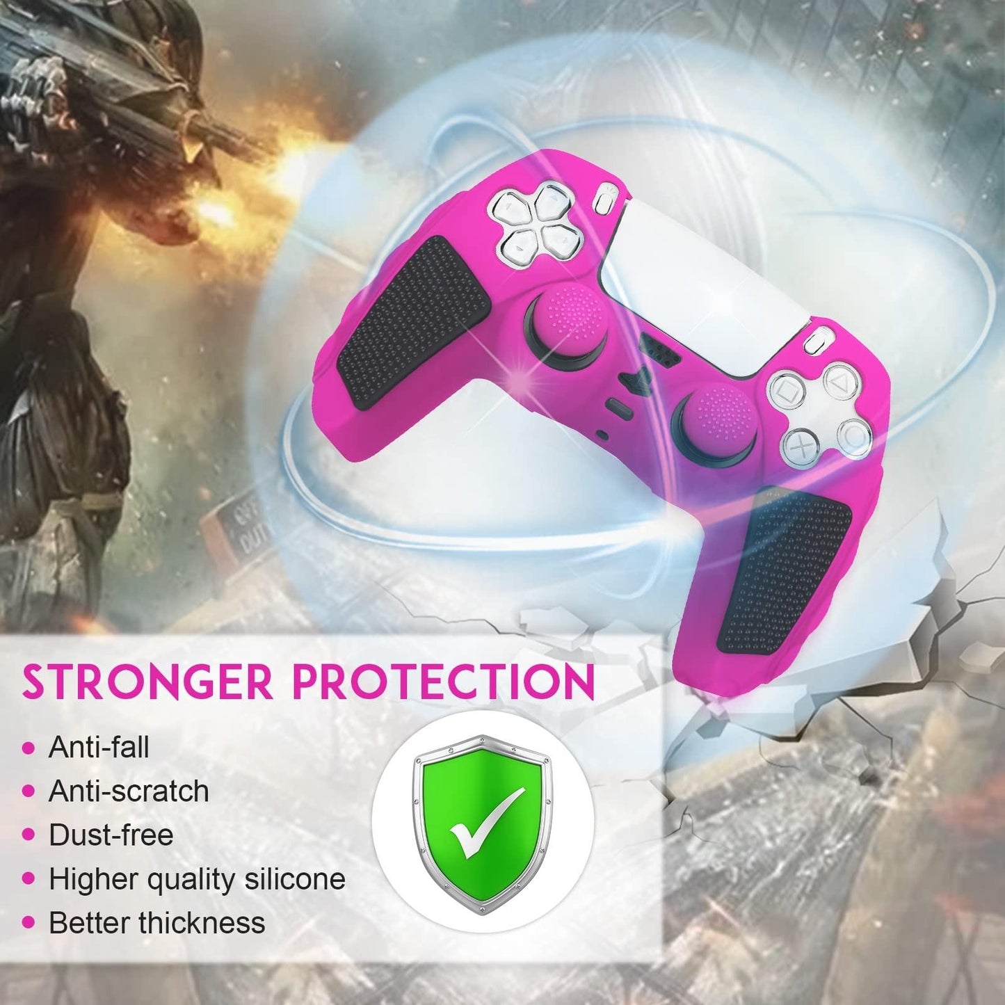 Silicone Gamepad Protective Case for Sony Ps5 with Splicing Design and Rocker Caps - Red Black Tristar Online