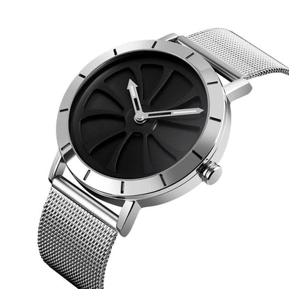 Stylish Skeleton Dial Waterproof Men Watch with Mesh Strap - Black Tristar Online