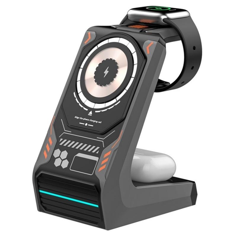 3 In 1 Wireless Charger For Mobile Phone And Earphones - Orange Tristar Online