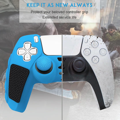 Silicone Gamepad Protective Case for Sony Ps5 with Splicing Design and Rocker Caps - Blue Black Tristar Online