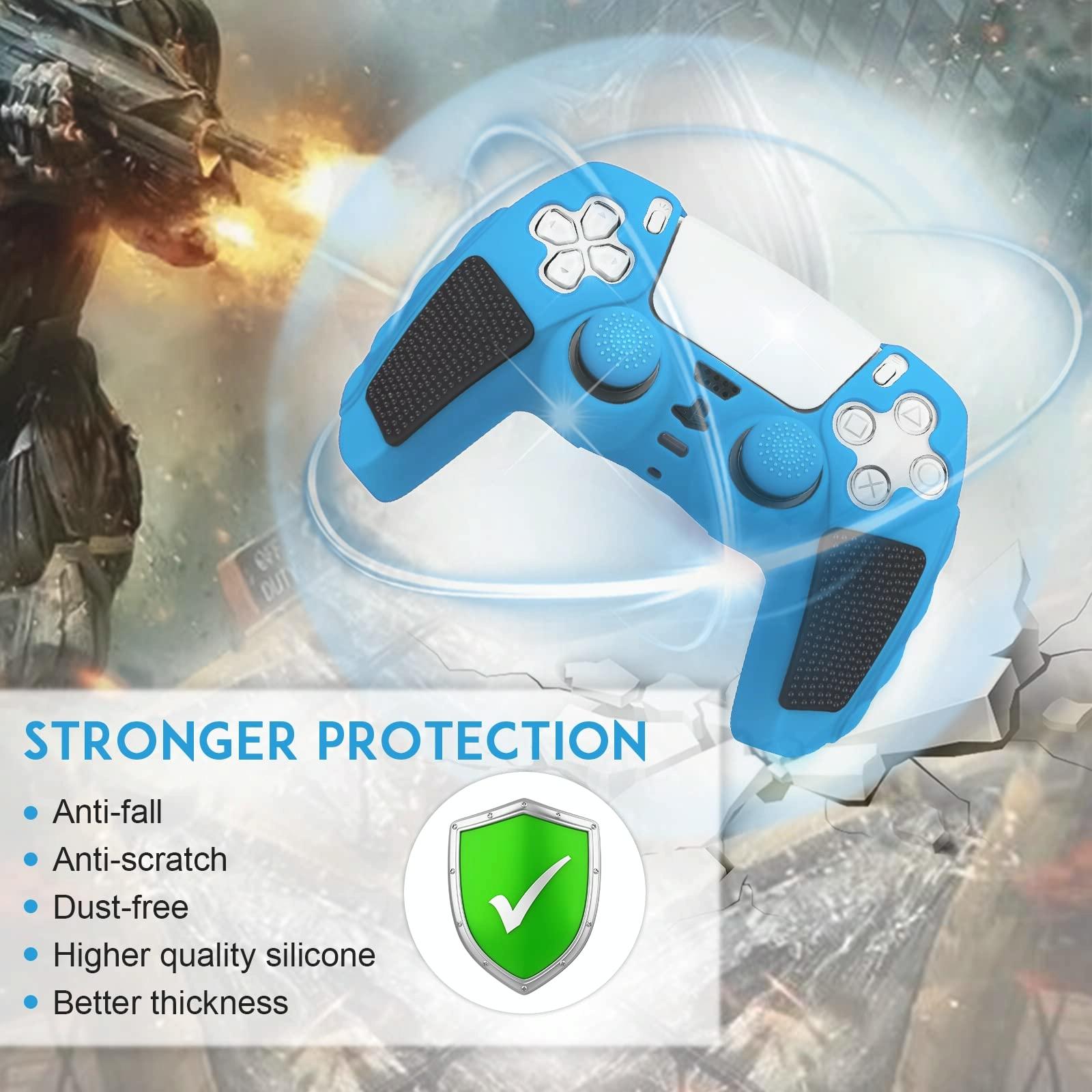 Silicone Gamepad Protective Case for Sony Ps5 with Splicing Design and Rocker Caps - Blue Black Tristar Online