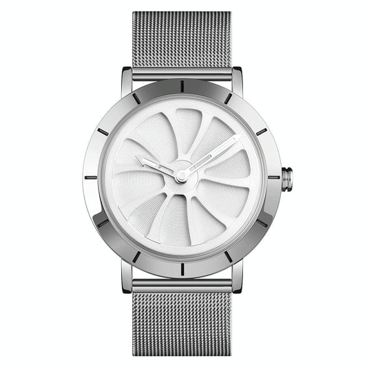 Stylish Skeleton Dial Waterproof Men Watch with Mesh Strap - White Tristar Online