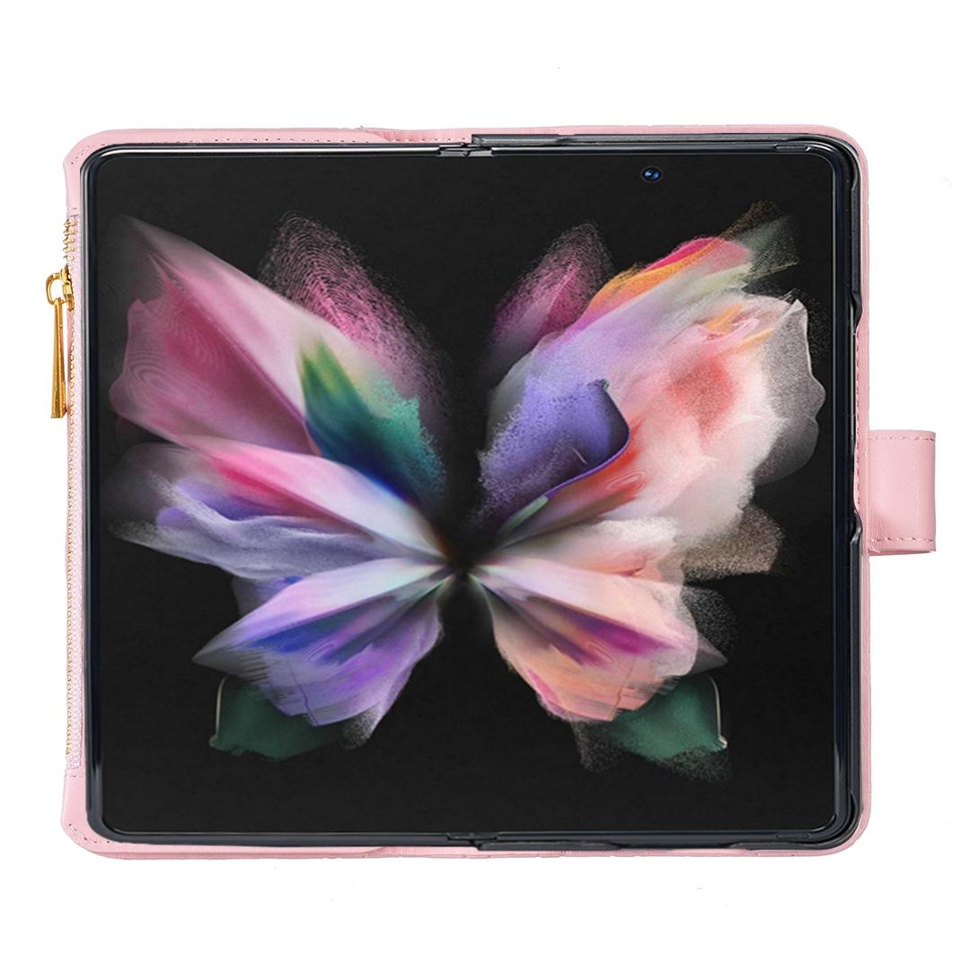 For Samsung Galaxy Z Fold4 5G Leather Zip Wallet - Diamond Lattice Design - White Tristar Online