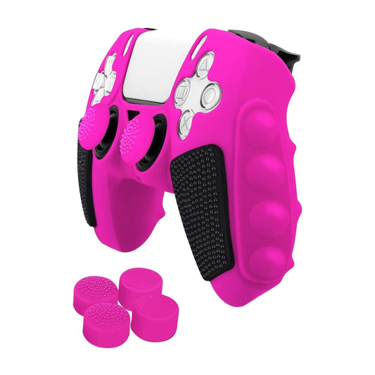 Silicone Gamepad Protective Case for Sony Ps5 with Splicing Design and Rocker Caps - Pink Black Tristar Online