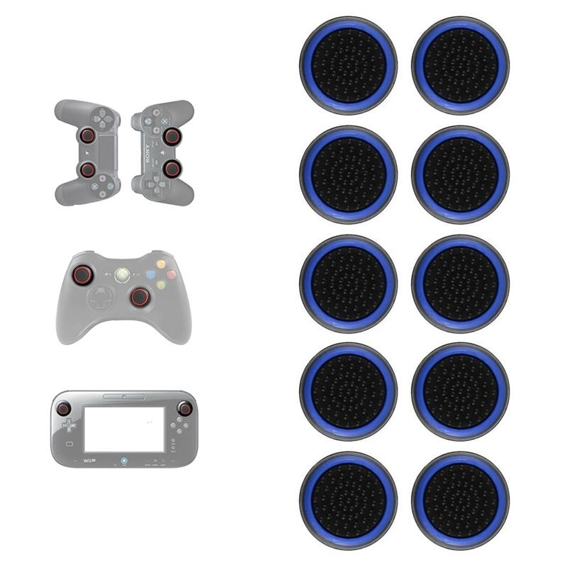 10-piece Luminous Gamepad Button Caps for Ps5 / Ps4 / Ps3 / Xbox one / 360 / Pro / Series x / s - Black Light Blue Tristar Online