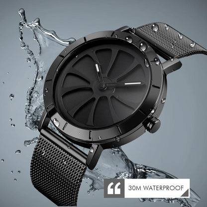 Stylish Skeleton Dial Waterproof Men Watch with Mesh Strap - Silver Black Tristar Online