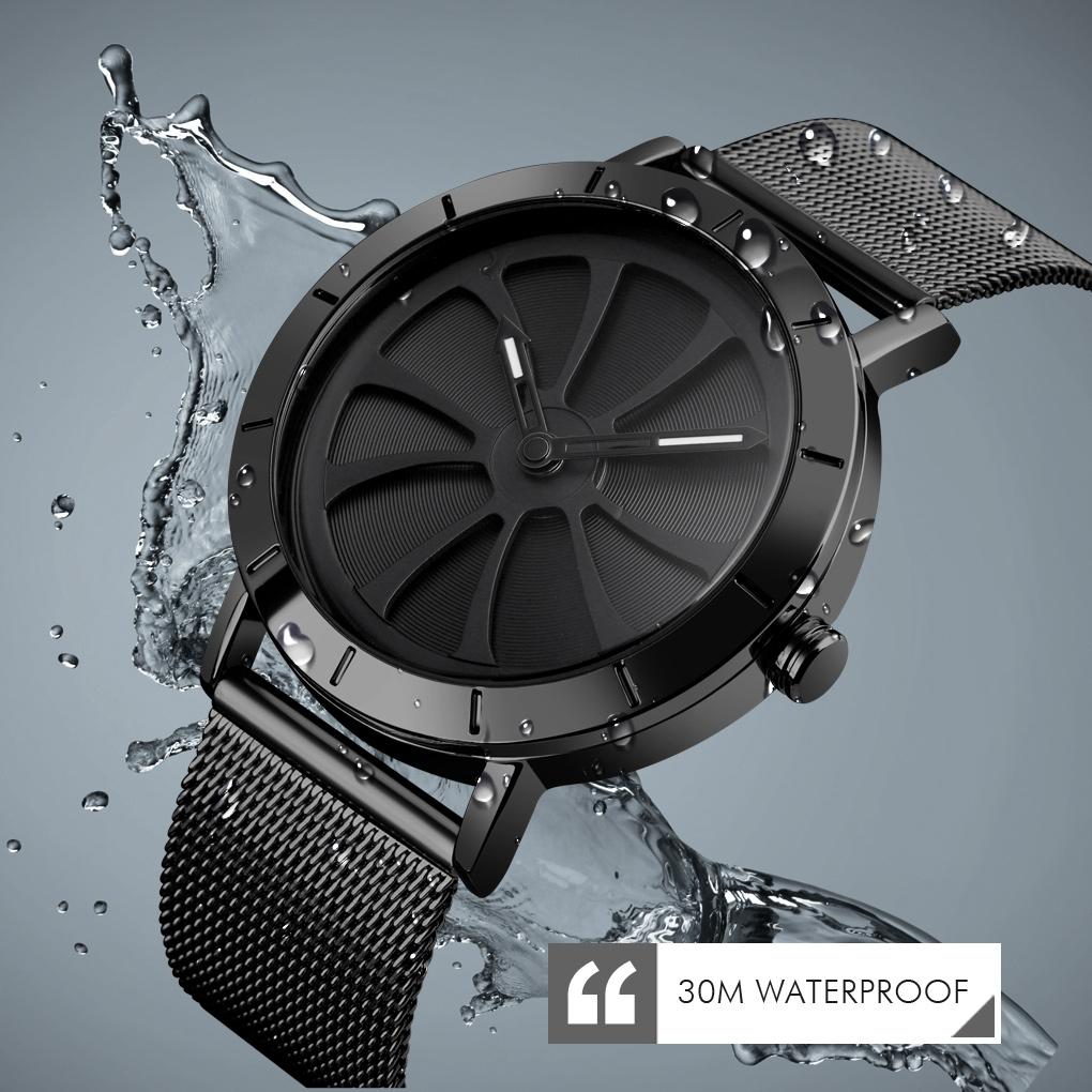 Stylish Skeleton Dial Waterproof Men Watch with Mesh Strap - Silver Black Tristar Online