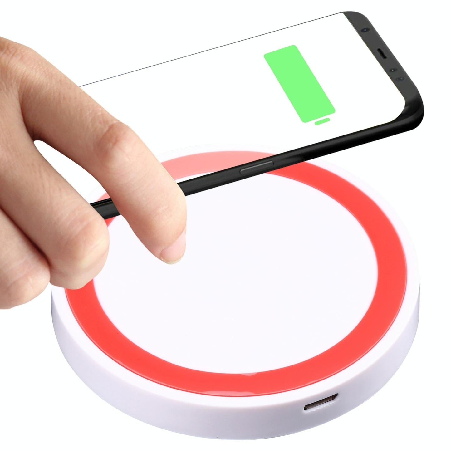 Universal 5W Round Wireless Charger - White + Red Tristar Online